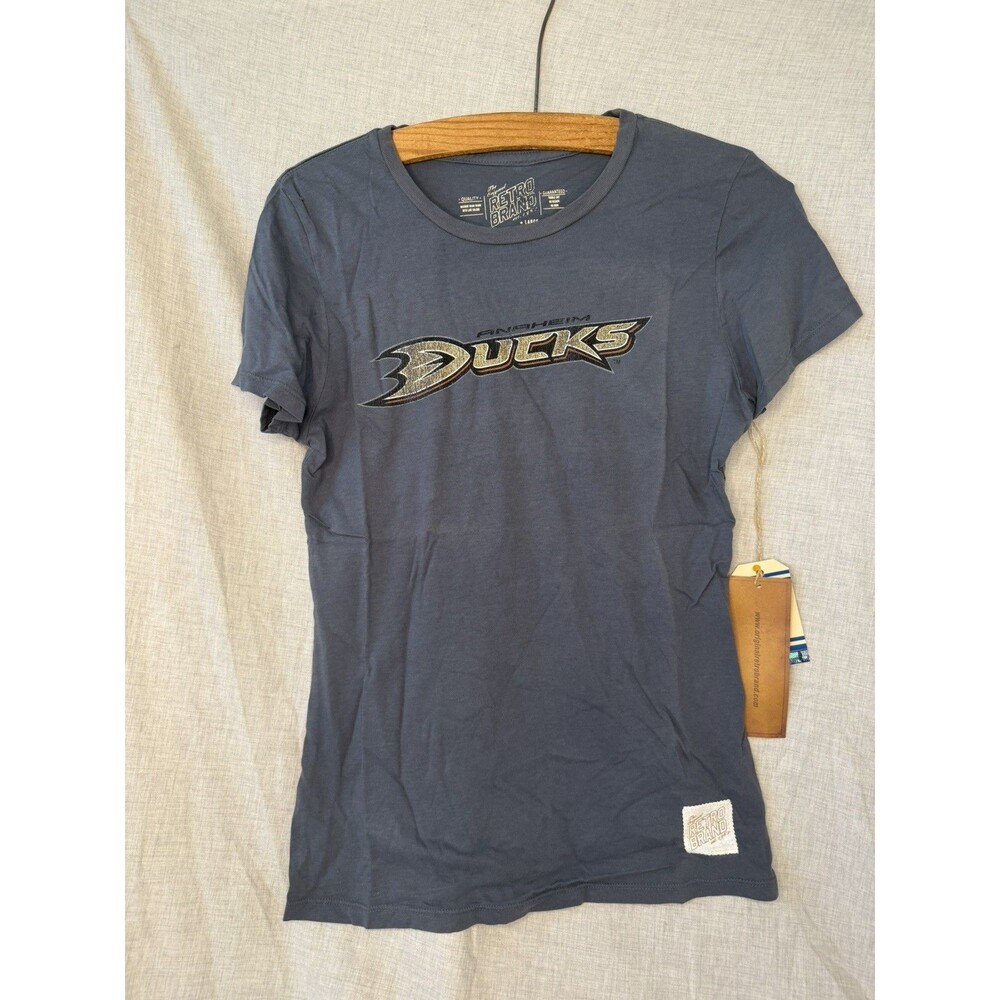 Anaheim Ducks Shirt Womens L Large Gray Hockey NHL Ladies Vintage Hockey USA
